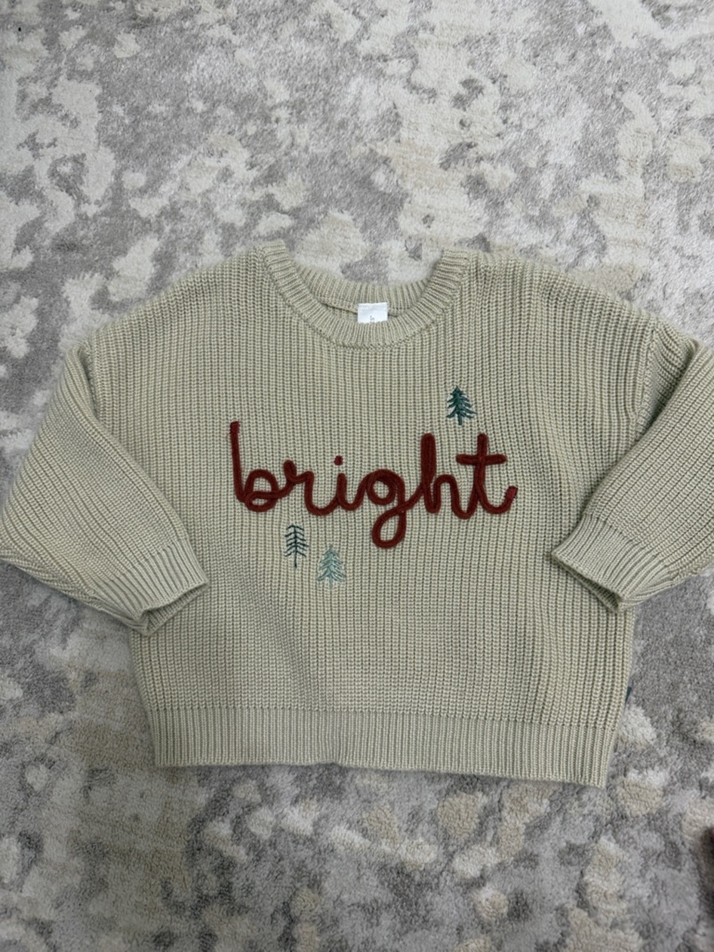 Kids Beige 'Bright' Embroidered Crewneck Sweater